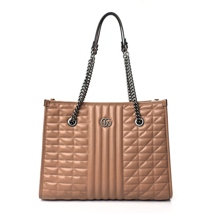 Gucci Calfskin Matelasse Aria Medium GG Marmont Shoulder Tote Camelia 1 of 10