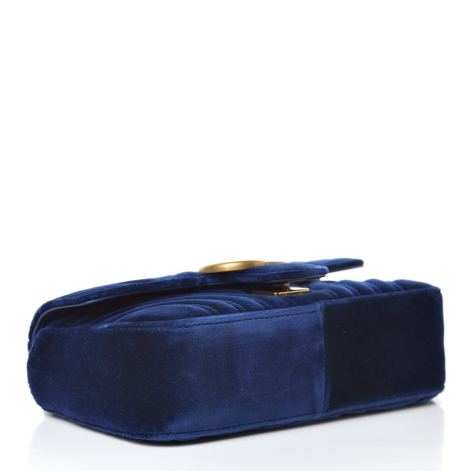 Gucci Velvet Matelasse Mini GG Marmont Shoulder Bag Cobalt Blue 4 of 10