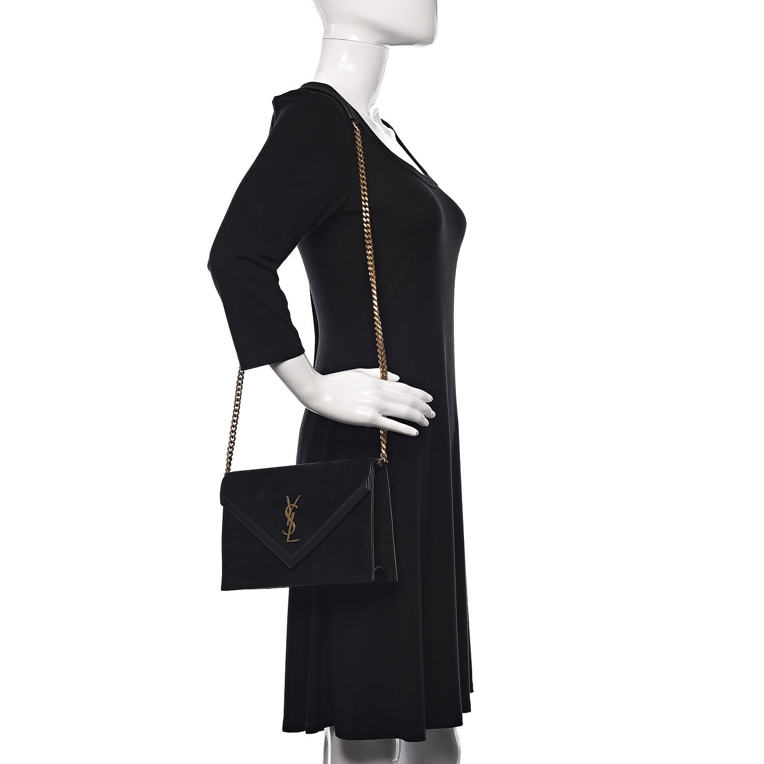 Saint Laurent Suede Calfskin Monogram Le Sept Chain Bag Black 2 of 10