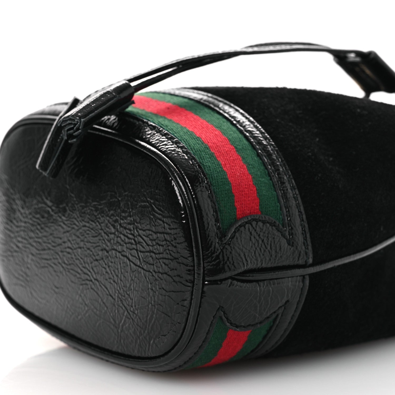 Gucci Suede Patent Web Mini Ophidia Bucket Bag Black 10 of 10