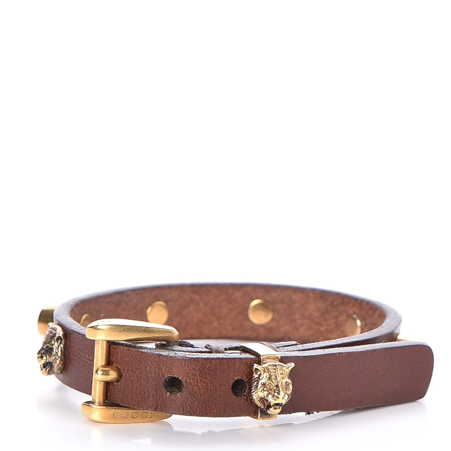 Calfskin Feline Heads Bracelet Brown