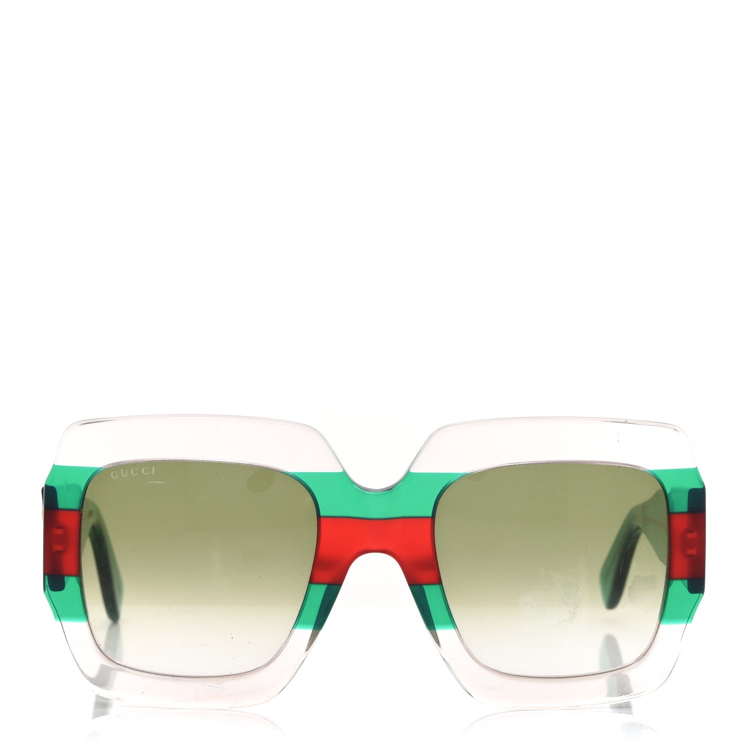 Gucci Square Web Frame GG0178S Sunglasses Green Red 2 of 10