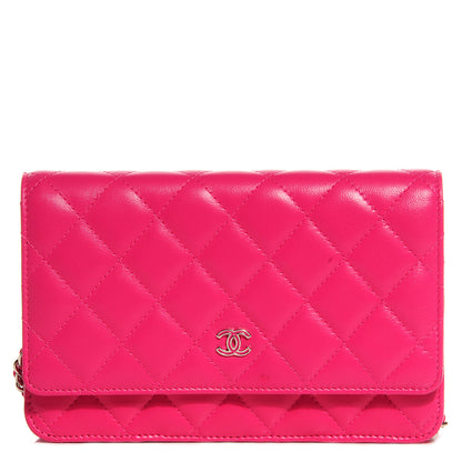 Chanel Lambskin Wallet On Chain WOC Fuchsia 1 of 8