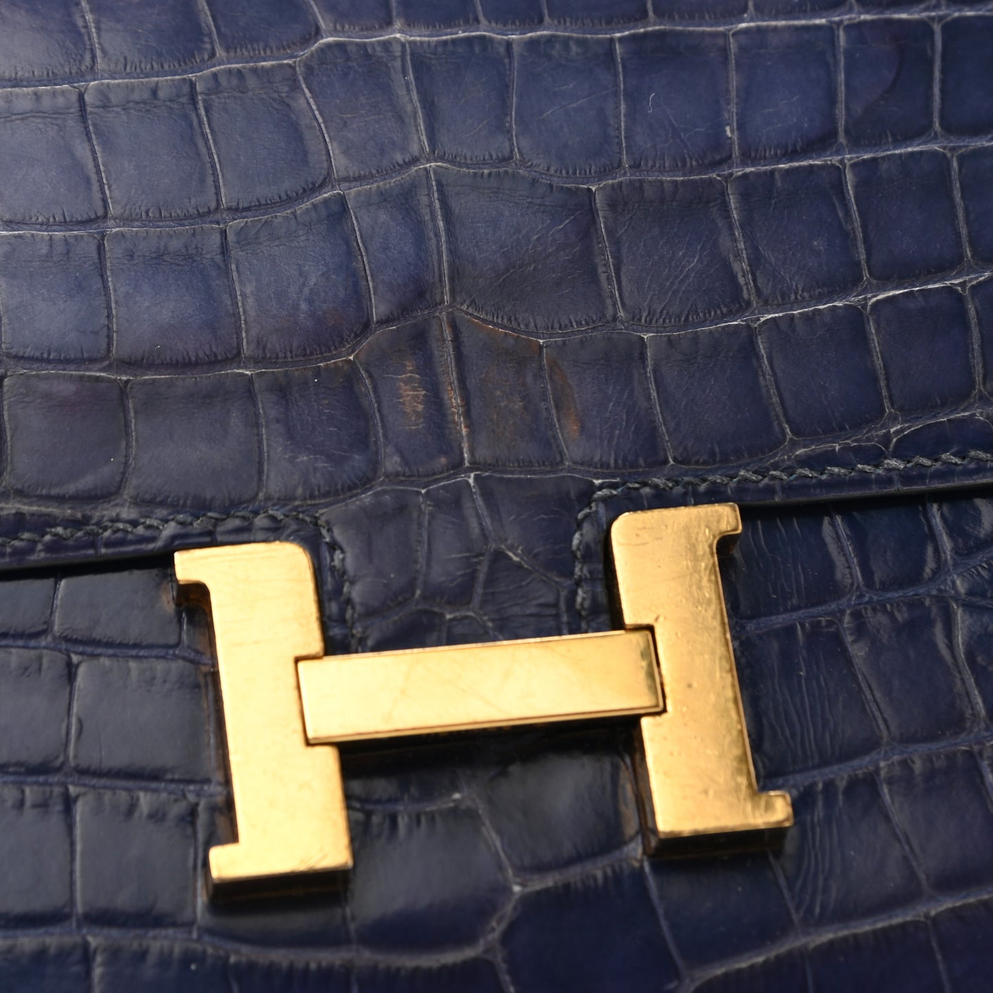 Shiny Alligator Verso Constance Long Wallet Bleu Saphir Bleu Paon