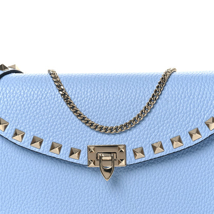 Valentino Garavani Grainy Calfskin Rockstud Flip Lock Wallet With Chain Popeline Blue 8 of 11