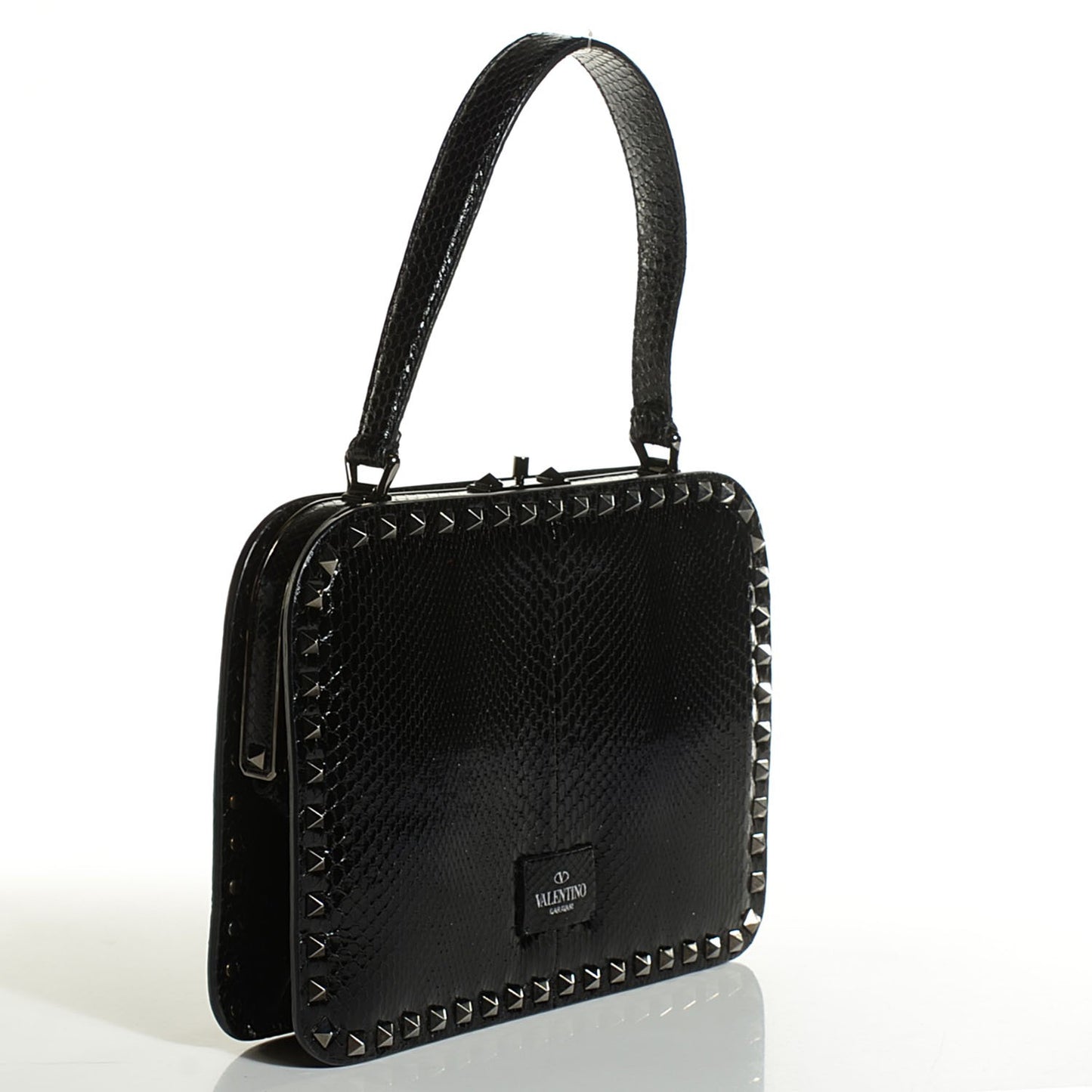 Python Mini Rockstud Frame Bag Black