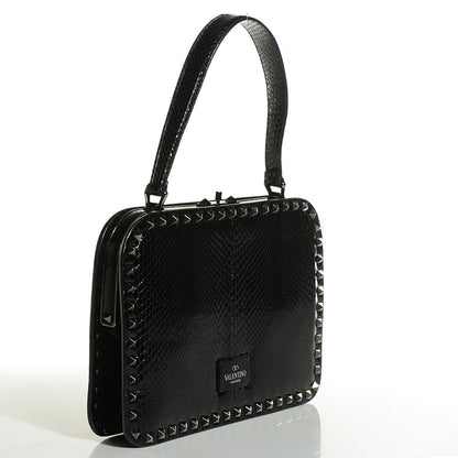 Valentino Garavani Python Mini Rockstud Frame Bag Black 2 of 8