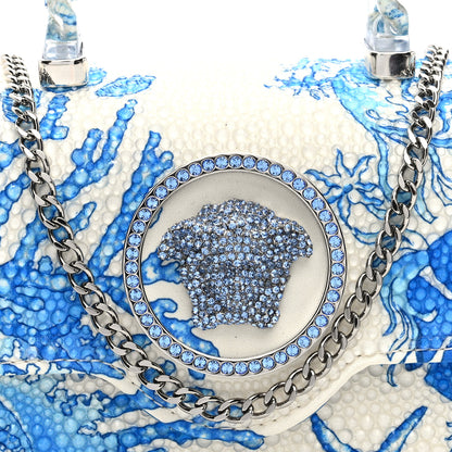 Versace Satin Crystal Barocco Underwater Medusa Mini Bag White Blue 7 of 10