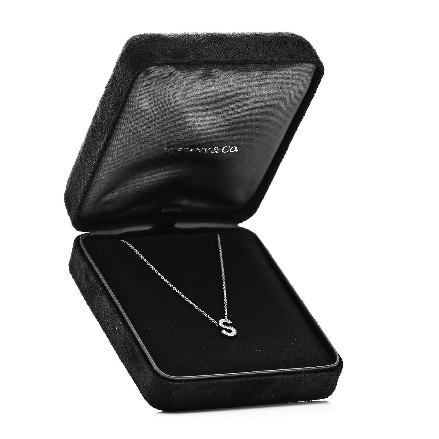 Tiffany Platinum Diamond Letter S Pendant Necklace 6 of 6