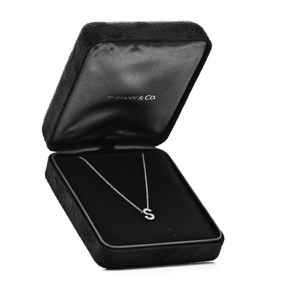 Tiffany Platinum Diamond Letter S Pendant Necklace 6 of 6