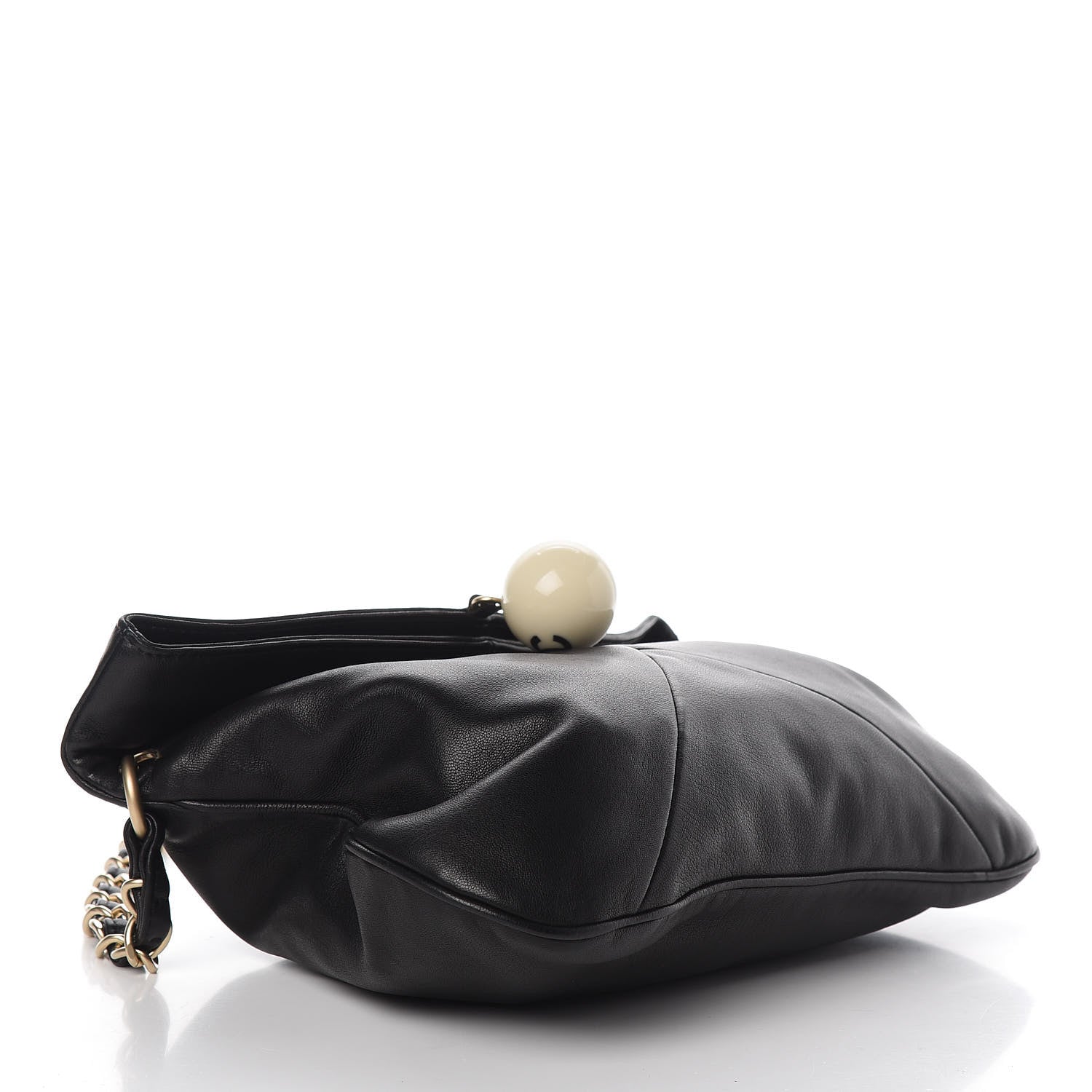 Chanel Lambskin Coco Ball Fold Over Bag Black 4 of 10