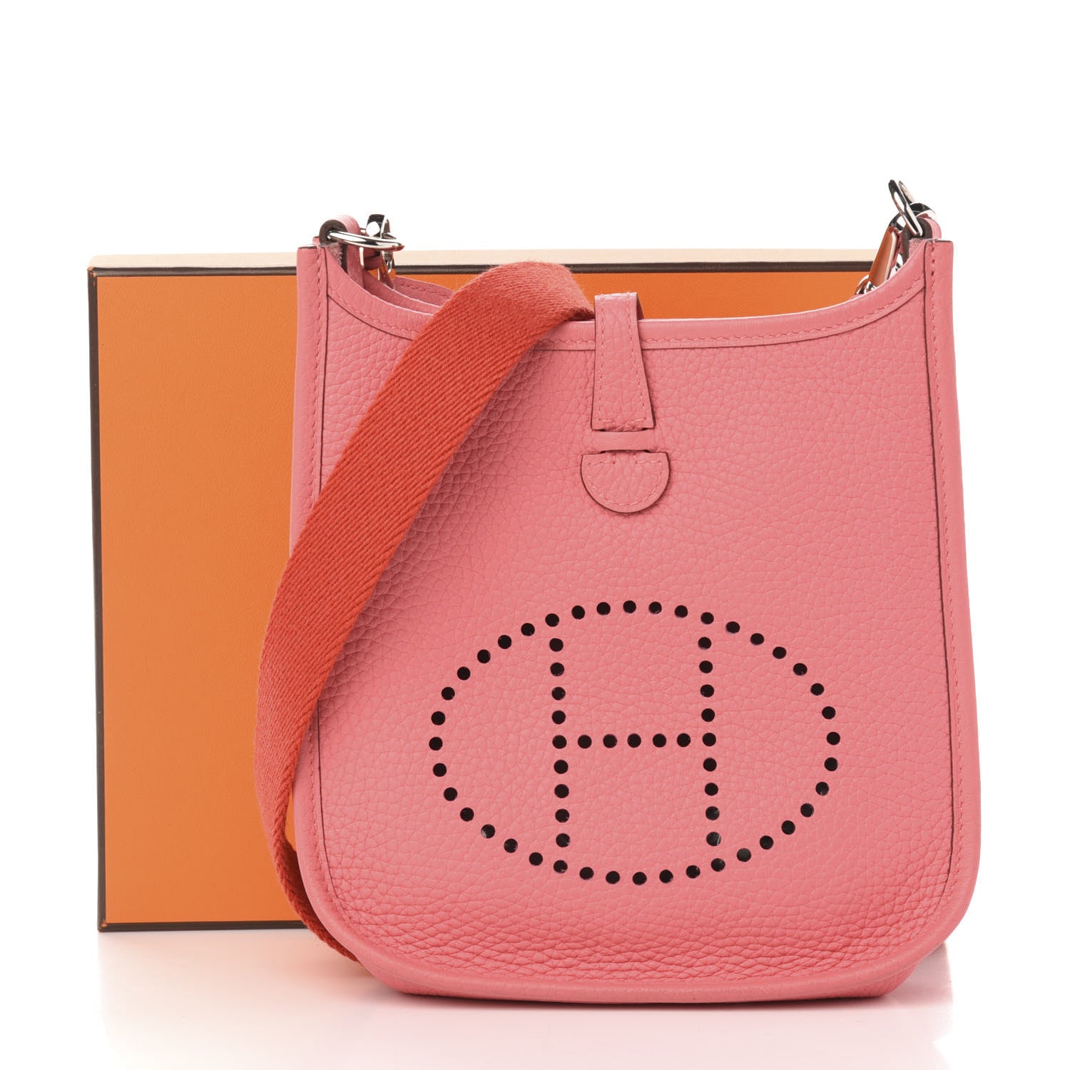 Hermes Taurillon Clemence Amazone Evelyne TPM Rose Azalee Rouge Pivoine 12 of 12