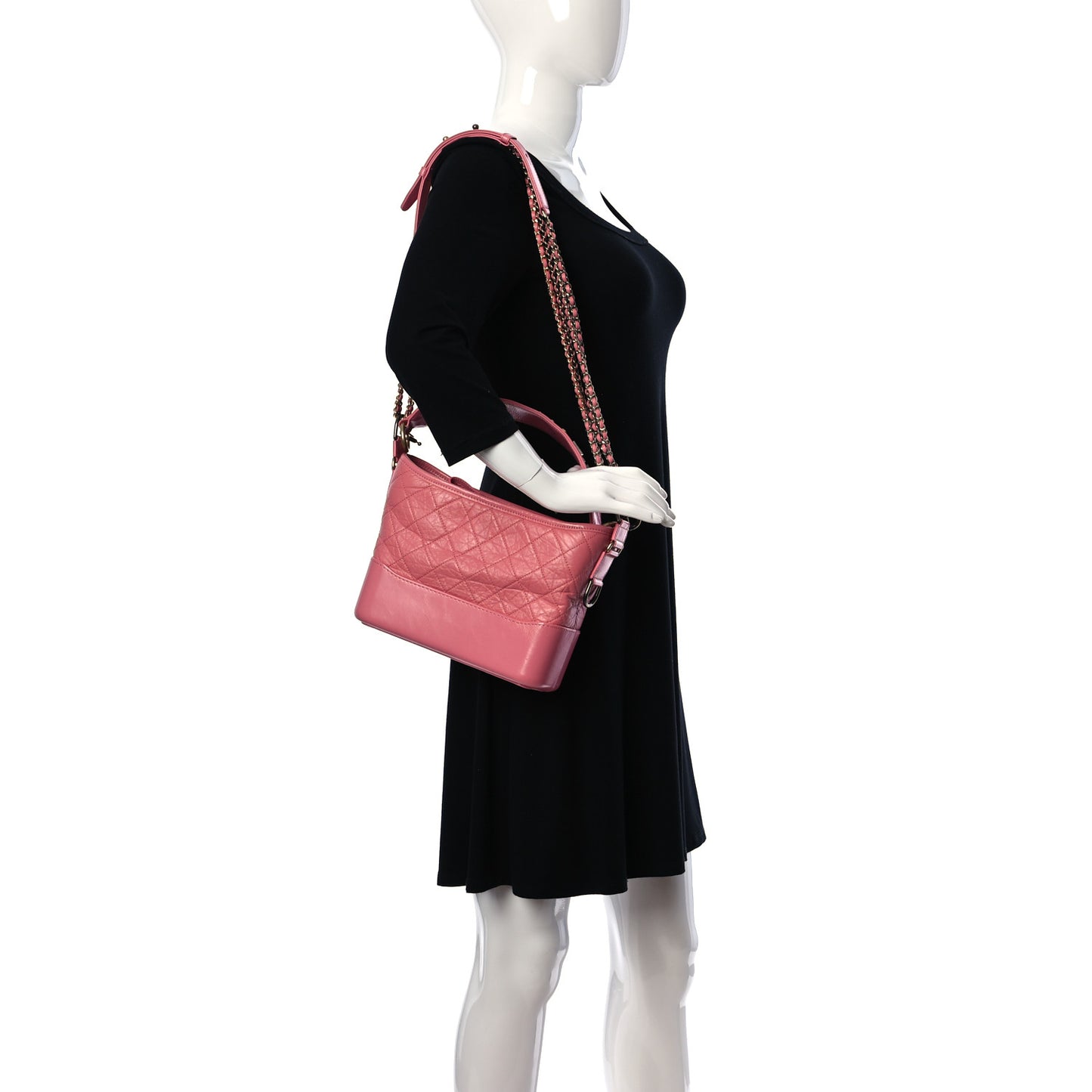 Aged Calfskin Quilted Medium Gabrielle Logo Hobo Rose