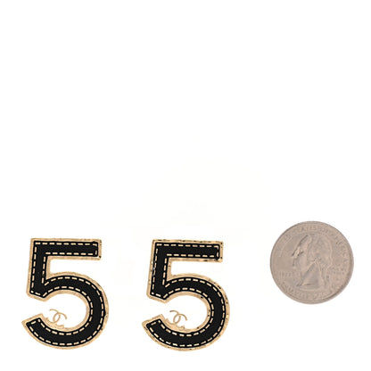 Chanel Metal CC No 5 Earrings  Gold Black 2 of 5