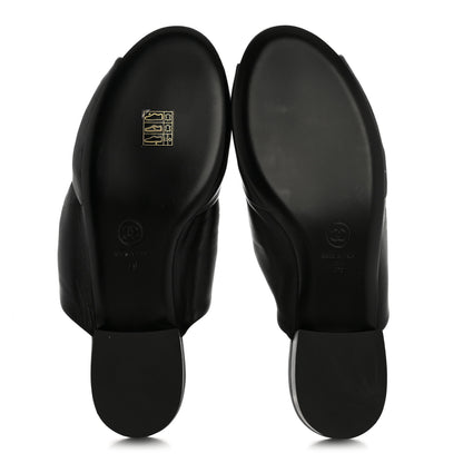 Chanel Lambskin Pearl Bow CC Flat Sandals 39 Black 6 of 10