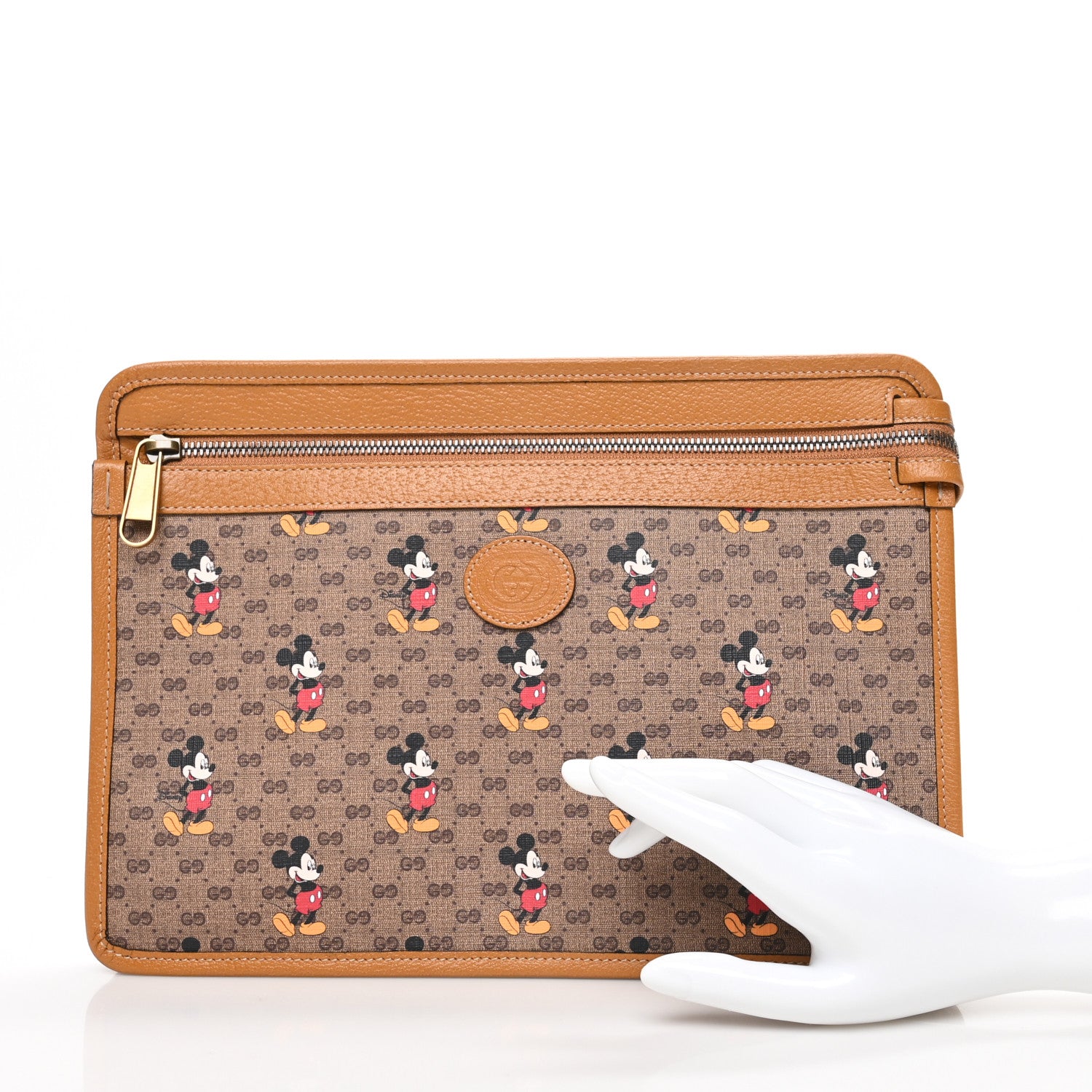 Gucci X DISNEY Mini Vintage GG Supreme Monogram Mickey Mouse Documents Holder Beige Vintage Sun Oil 2 of 6