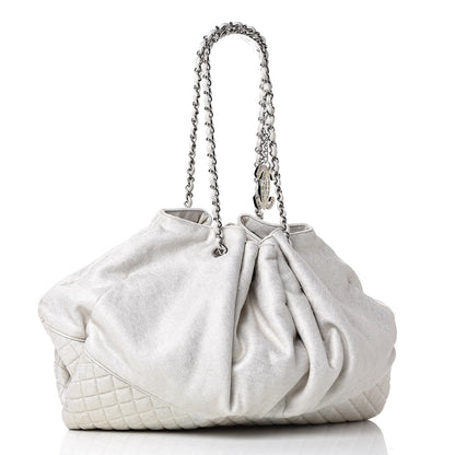 Chanel Metallic Jersey Quilted Melrose Cabas Light Beige 3 of 11
