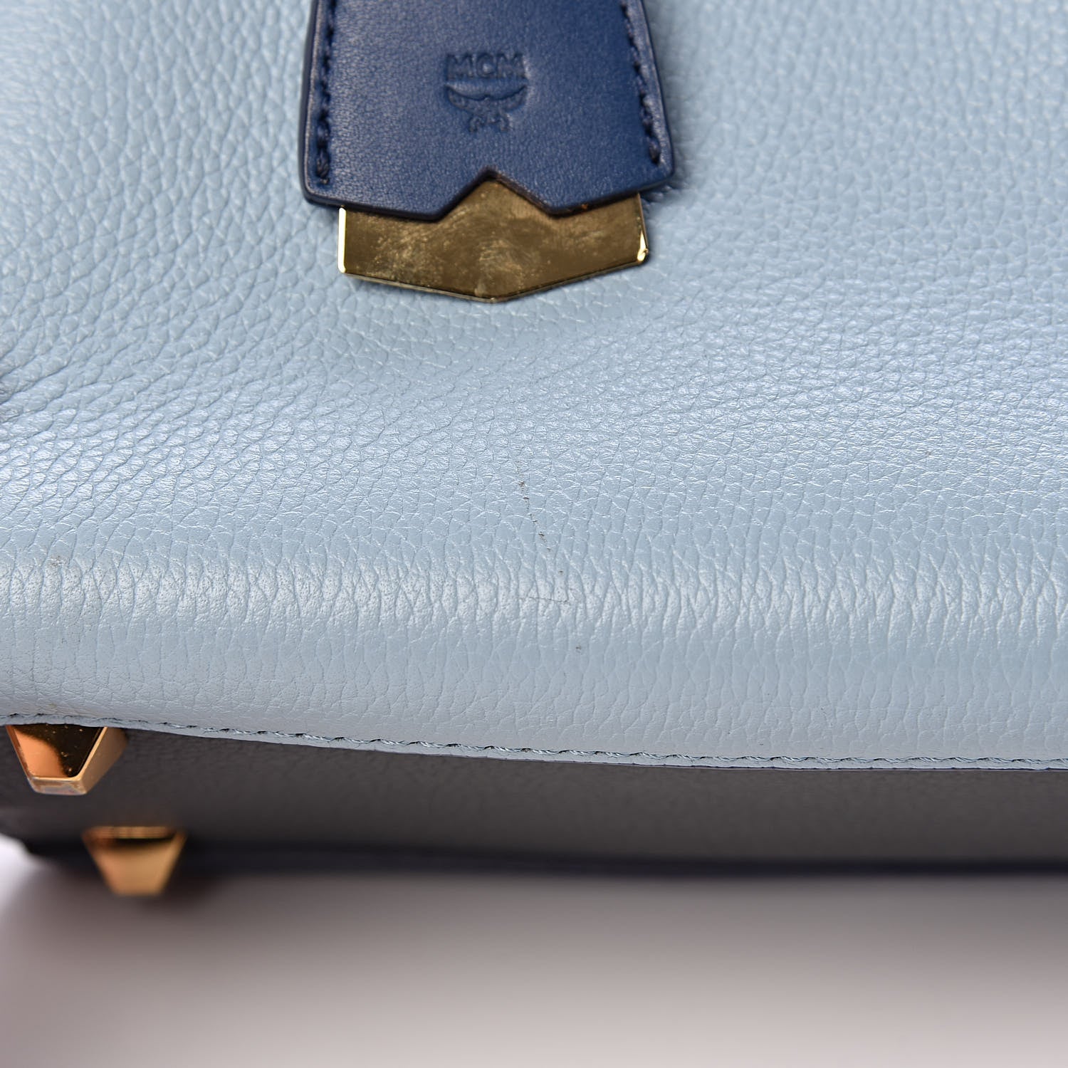 MCM Grained Calfskin Tri-Color Mini Milla Tote Blue 9 of 12