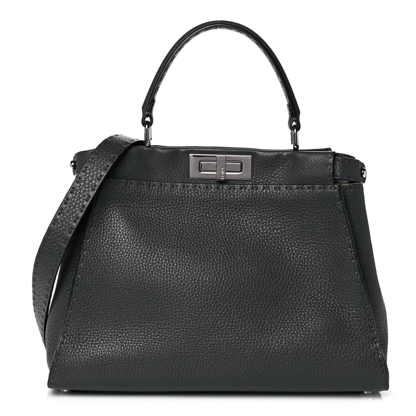Cuoio Romano Selleria Bi-Color Medium Peekaboo Iconic Satchel Asfalto Latte