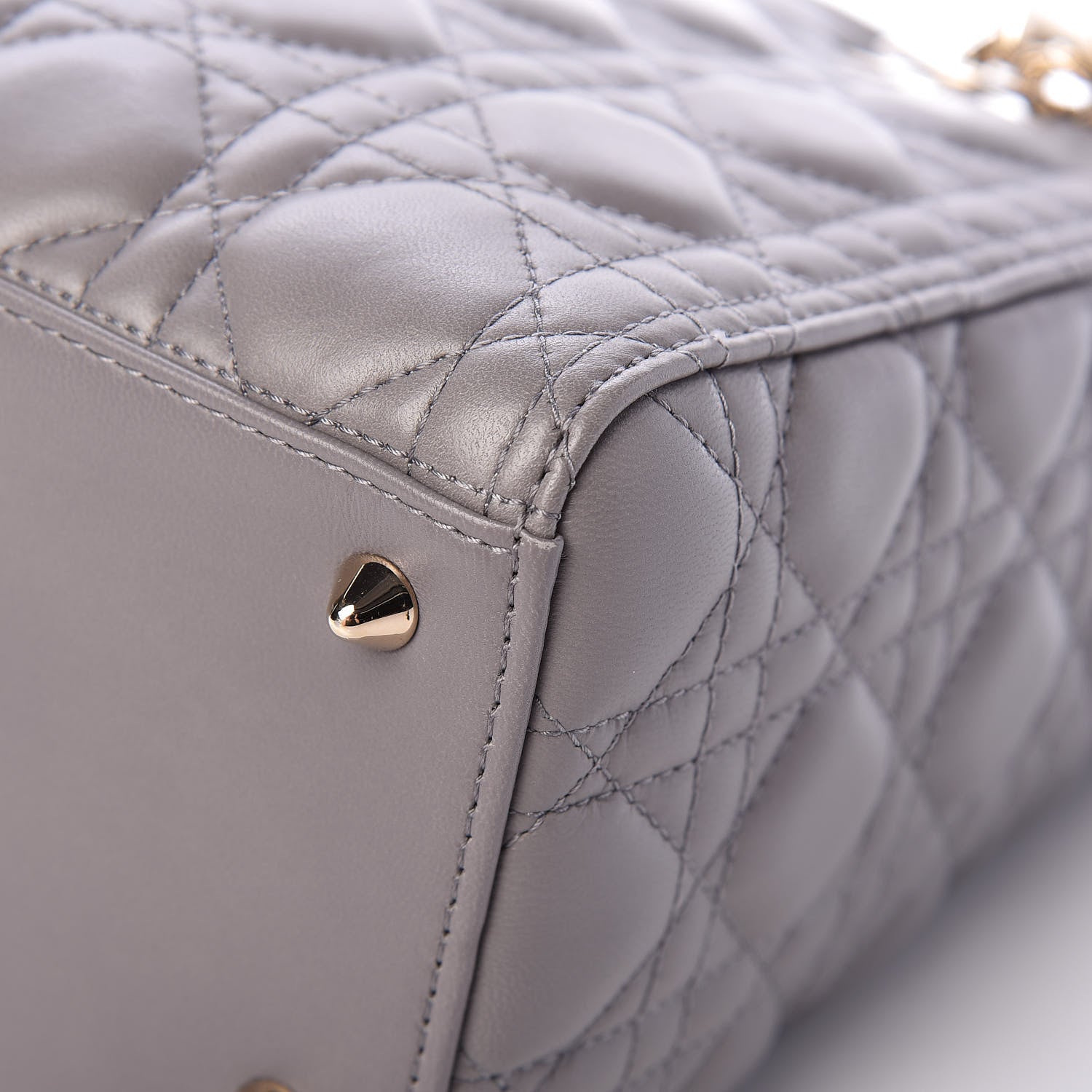 Christian Dior Lambskin Cannage Medium Lady Dior Grey 13 of 15