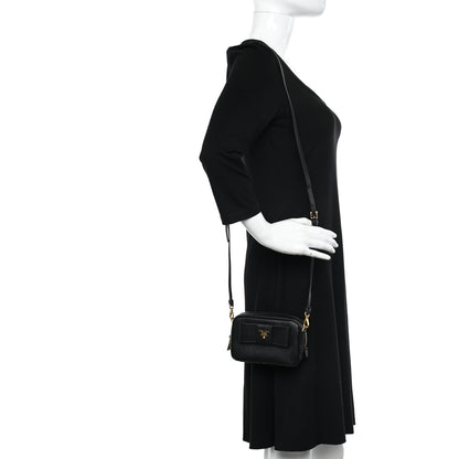 Prada Saffiano Fiocco Bow Camera Crossbody Bag Black 3 of 10