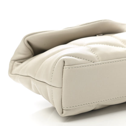 Saint Laurent Lambskin Monogram Loulou Puffer Pouch Clutch Crema Soft 9 of 10