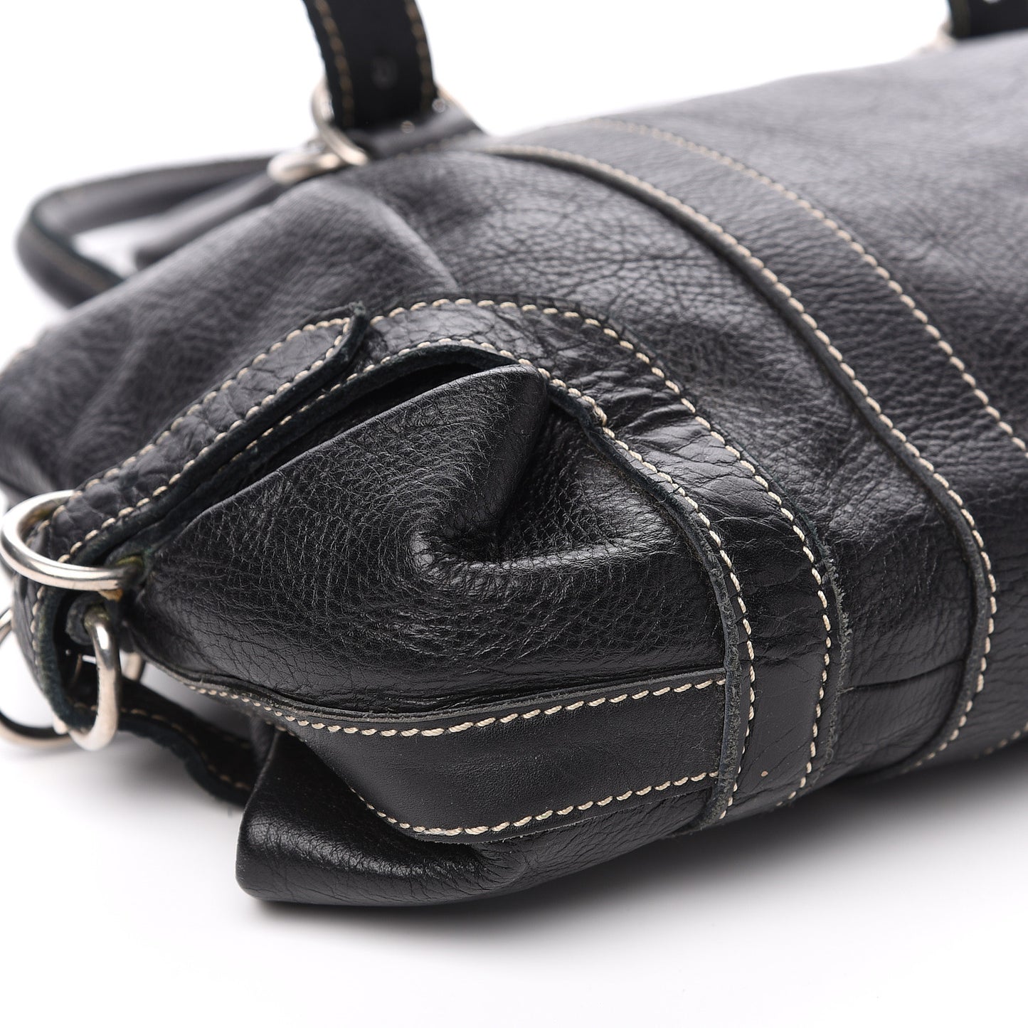 Calfskin Wrapping Satchel Bag Black