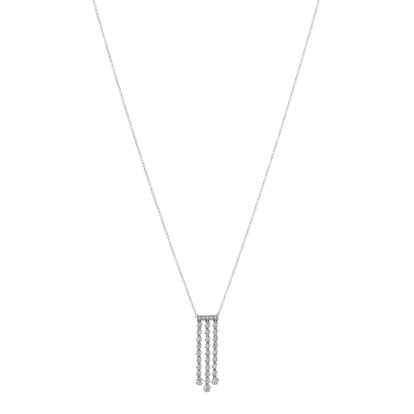 Platinum Diamond Jazz Triple Drop Pendant Necklace