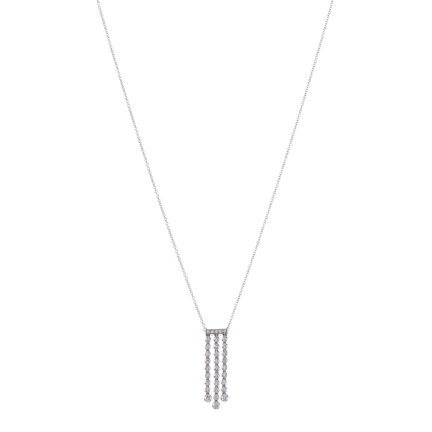Tiffany Platinum Diamond Jazz Triple Drop Pendant Necklace 1 of 8