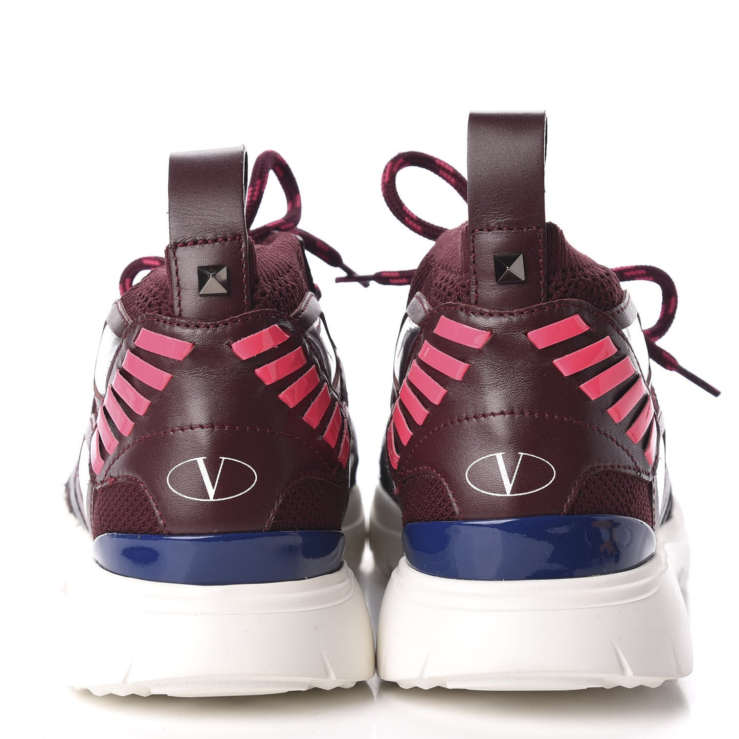 Calfskin Mens Mixed Media Sneakers 39 Burgundy