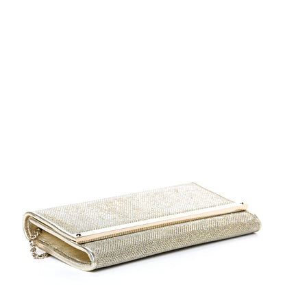 Jimmy Choo Glitter Fabric Milla Chain Wallet Champagne 3 of 9