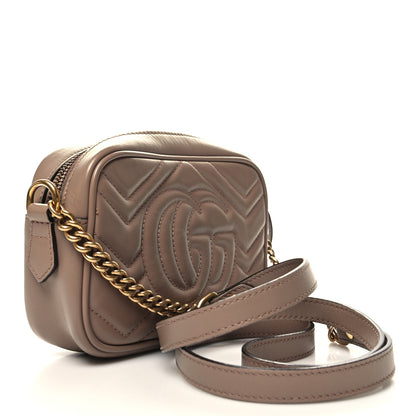Gucci Calfskin Matelasse Mini GG Marmont Chain Shoulder Bag Porcelain Rose 3 of 14