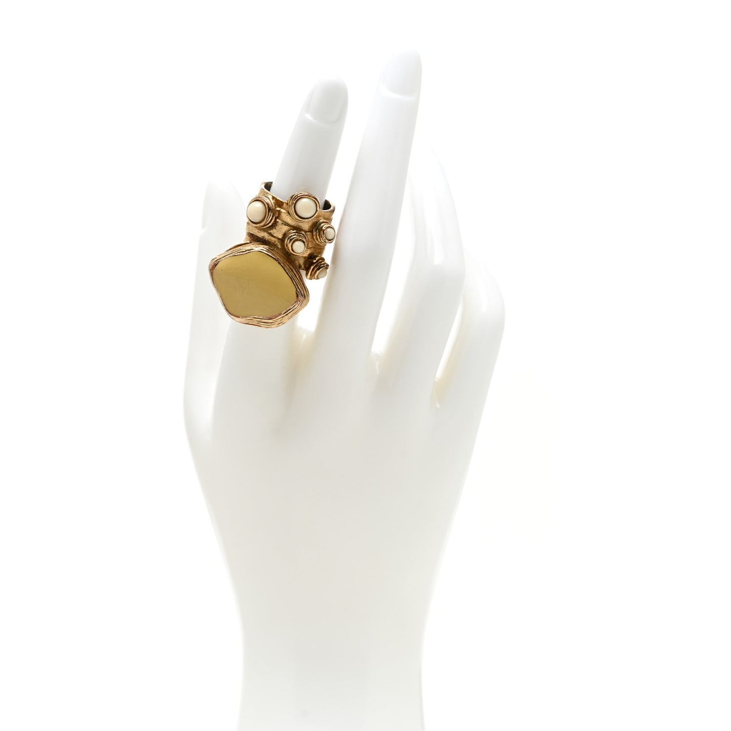 Enamel Arty Ring 49 5 Gold White