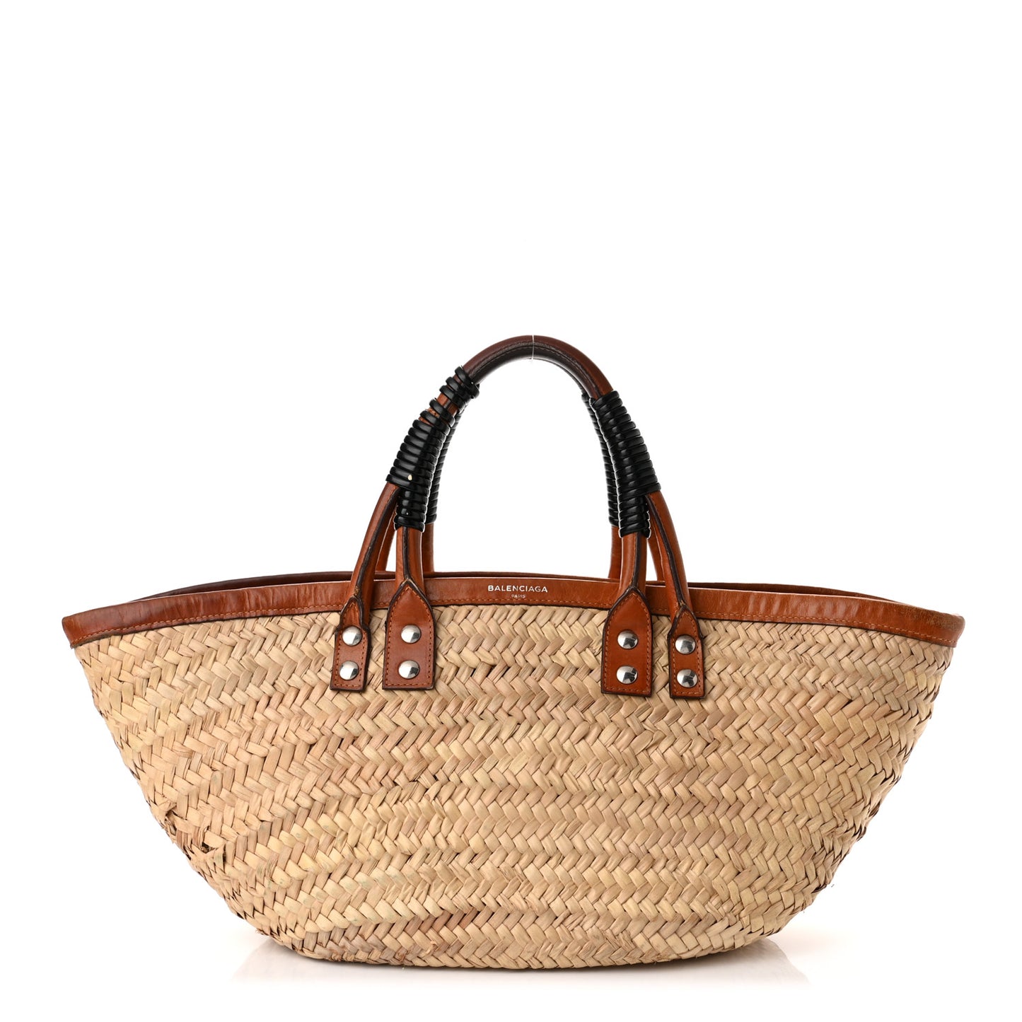 Straw Calfskin Bistrot Panier Small Tote Natural