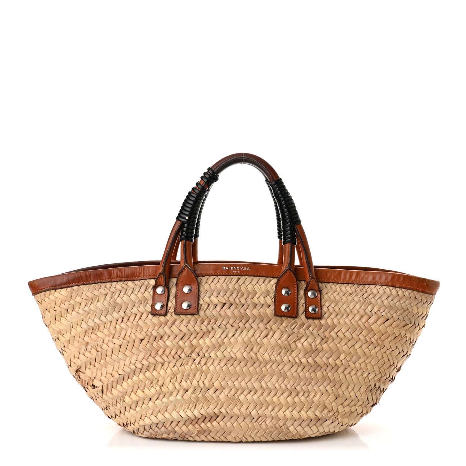 Balenciaga Straw Calfskin Bistrot Panier Small Tote Natural 1 of 13