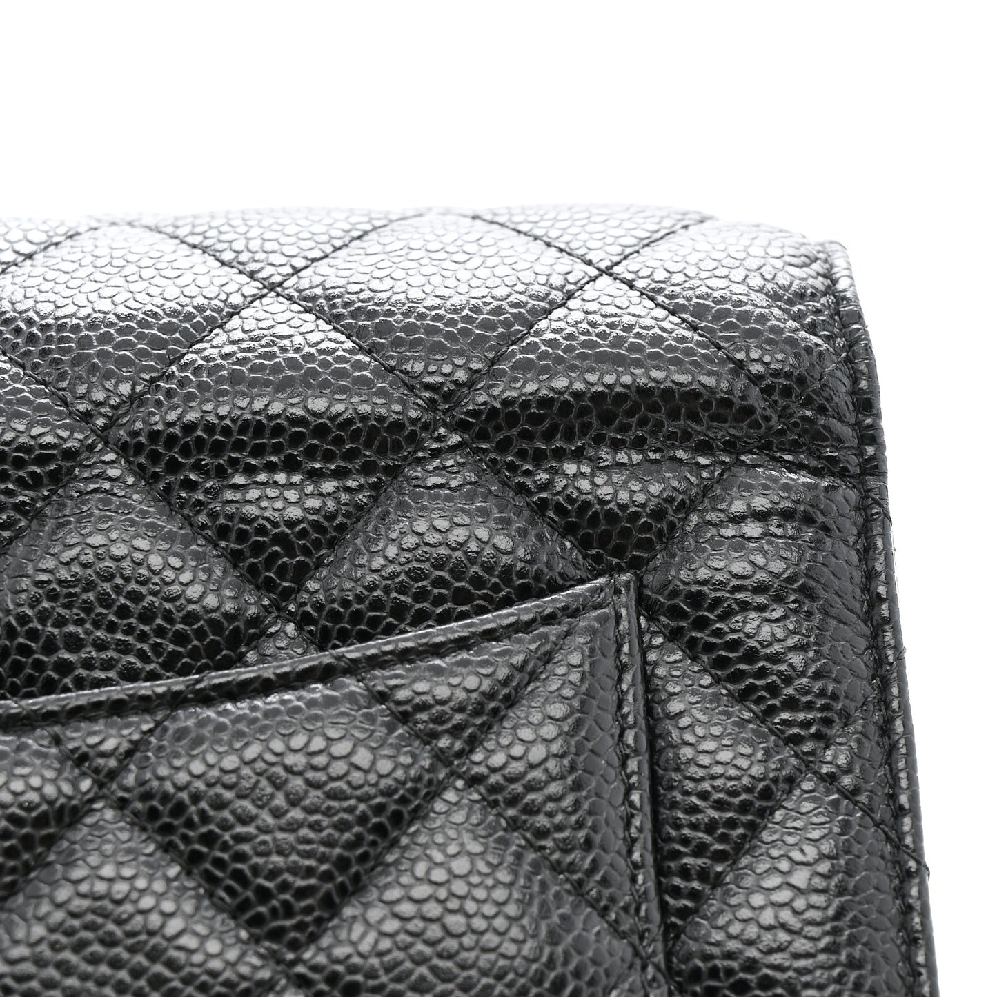 Caviar Quilted Wallet on Chain WOC Black