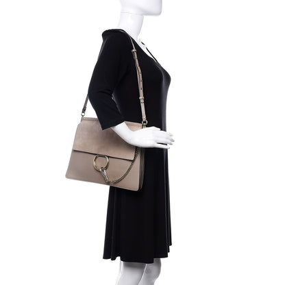 Chloe Calfskin Suede Medium Faye Shoulder Bag Motty Grey 2 of 9