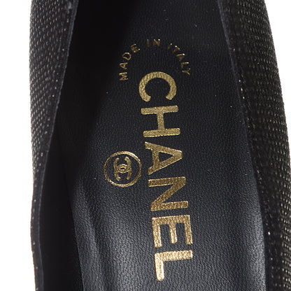 Chanel Coated Suede CC Cap Toe Pumps 37.5 Black 7 of 7
