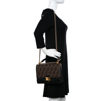 Fendi Vitello Liberty Bi-Color FF 1974 Embossed Chain Strap Kan U Shoulder Bag Black Maya 2 of 10