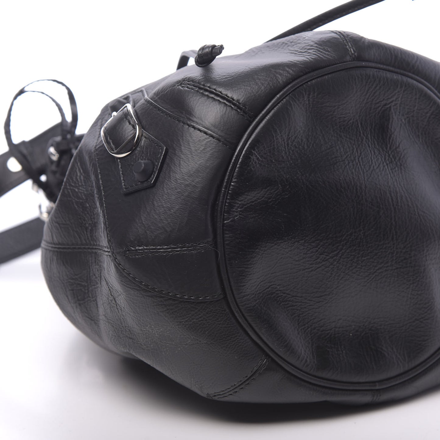 Matte Goatskin Rubber Covered Classic Hardware Mini Pompon Black