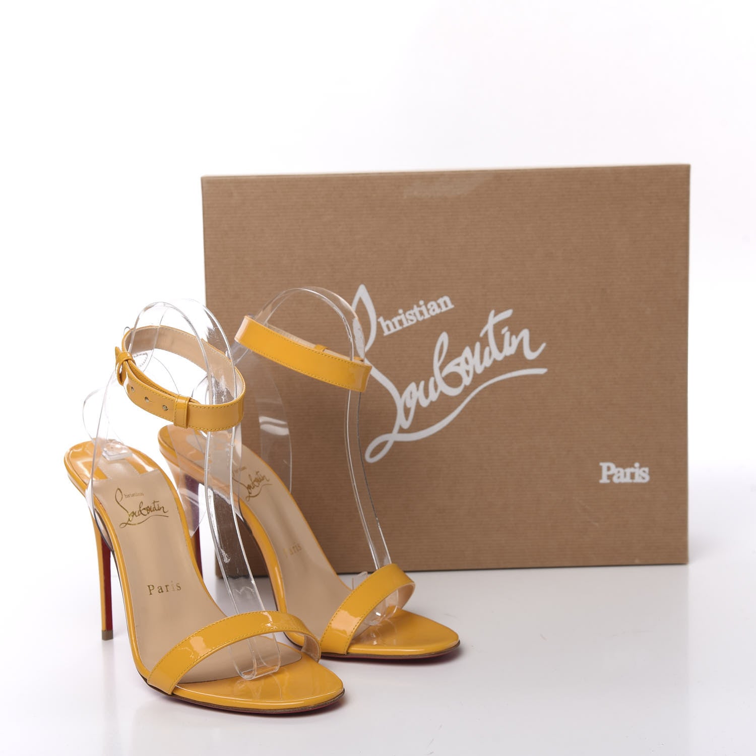 Christian Louboutin Patent PVC Jonatina 100 Sandals 38 Topaz Transparent 8 of 9
