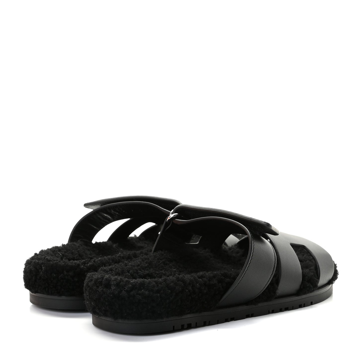 Calfskin Woolskin Womens Chypre Sandals 37 Black