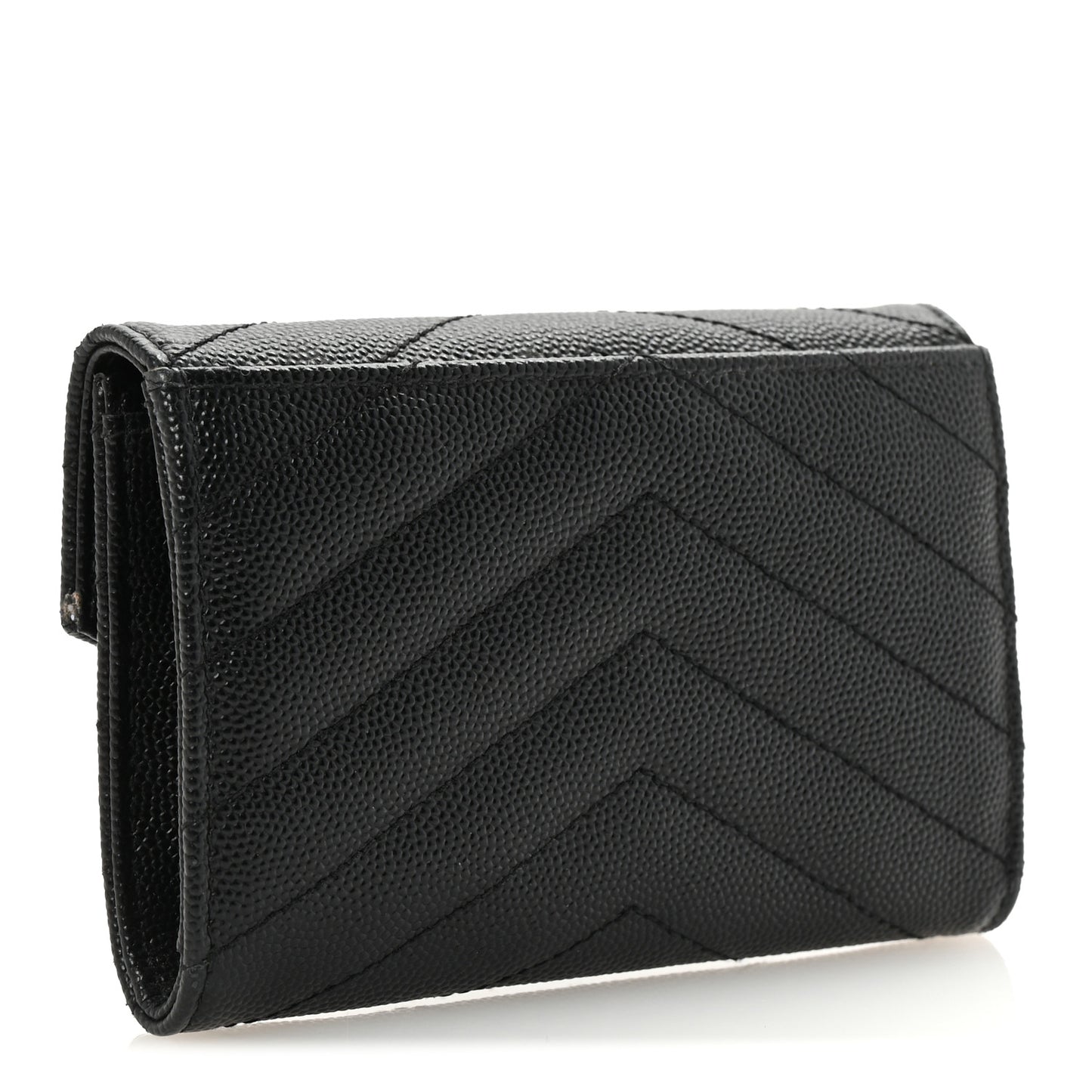 Grain De Poudre Matelasse Chevron Small Monogram Envelope Wallet Black