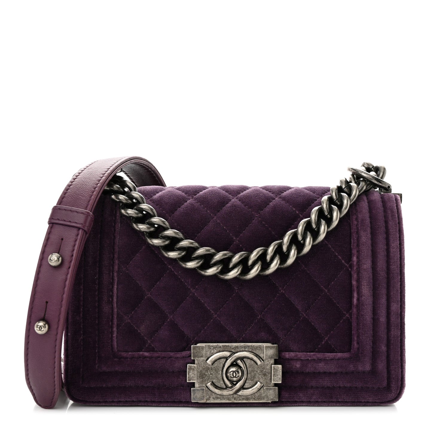 Velvet Quilted Small Boy Flap Purple
