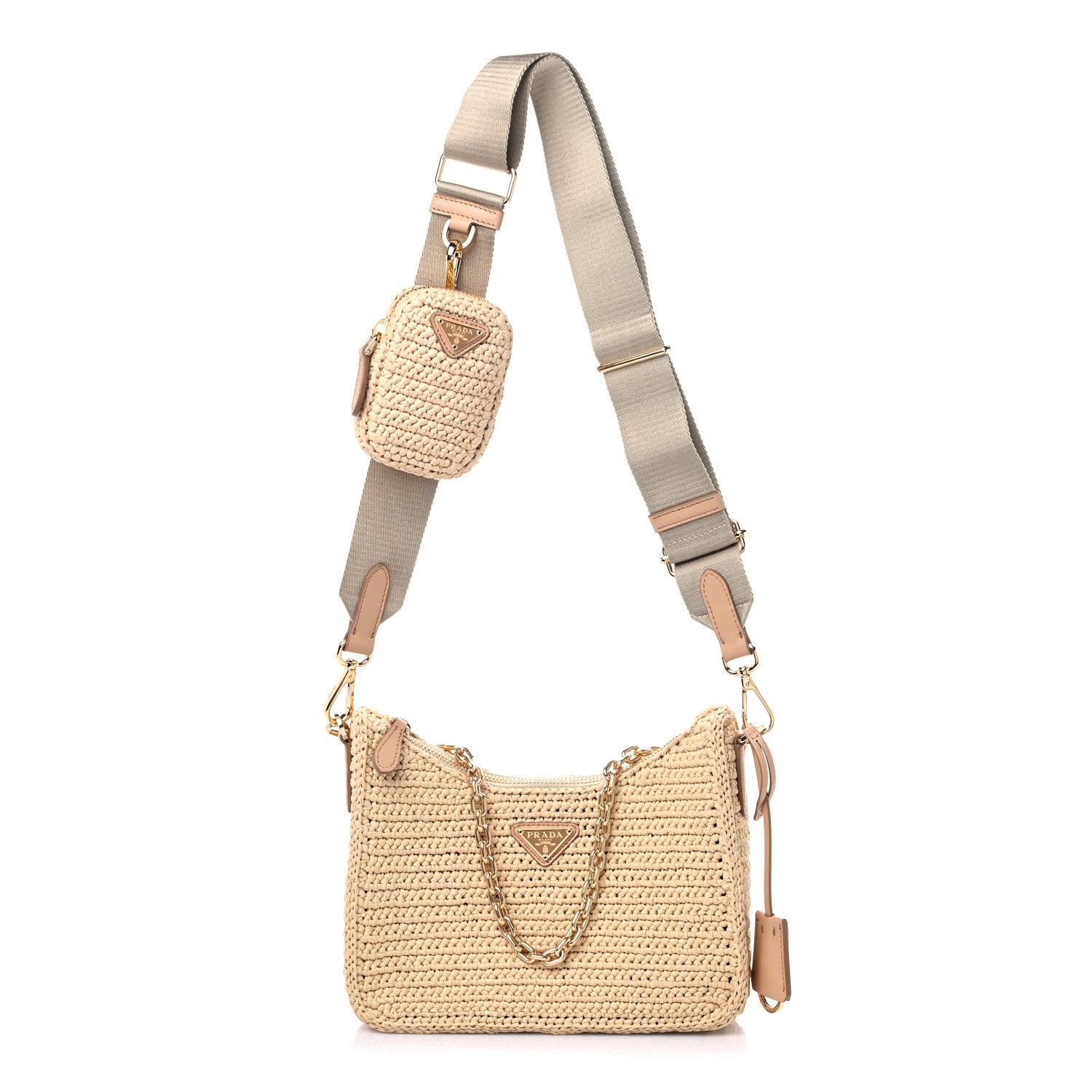 Prada Yarn Raffia Effect Crochet Re-Edition 2005 Shoulder Bag Naturale 1 of 8
