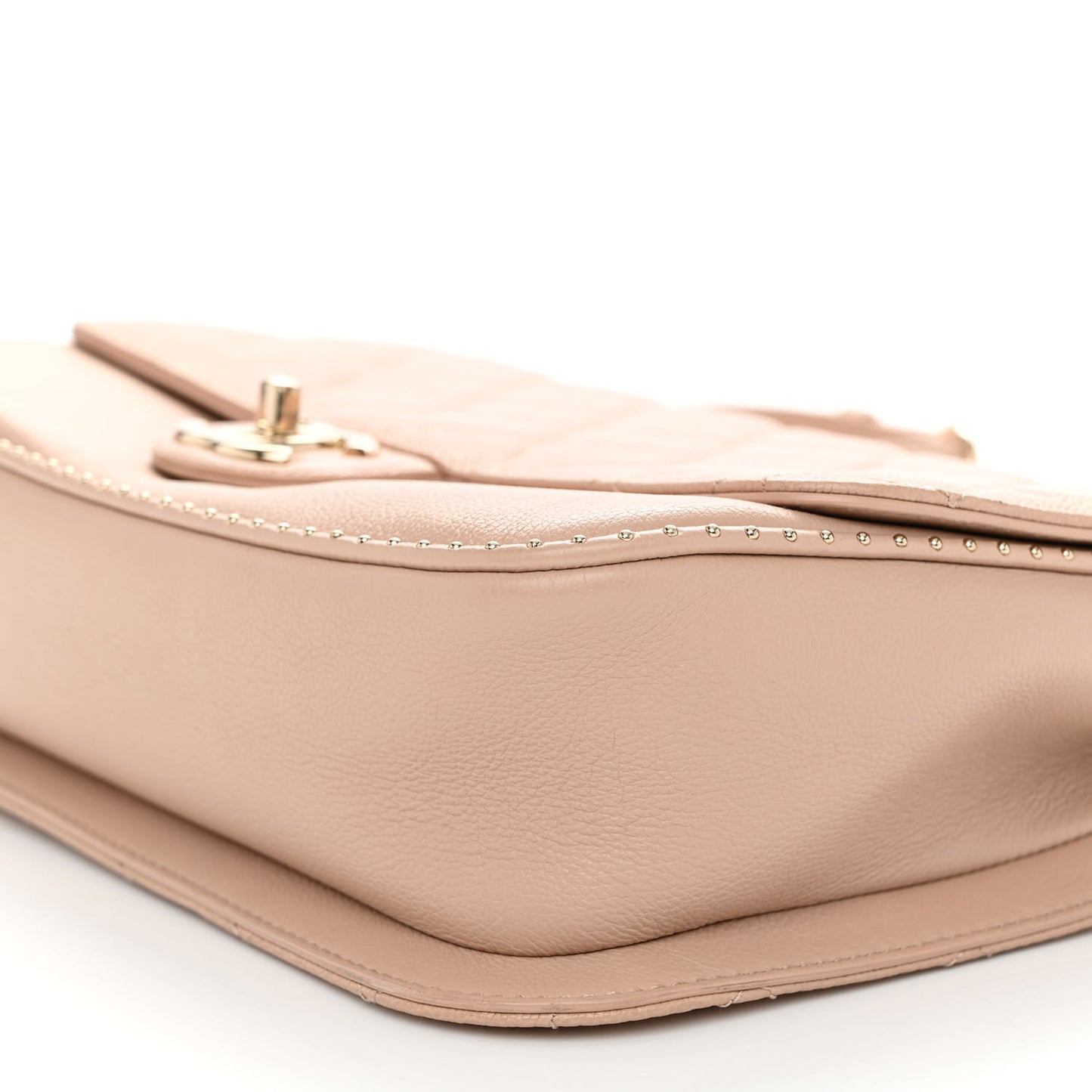 Caviar Quilted Large Studded Flap Beige