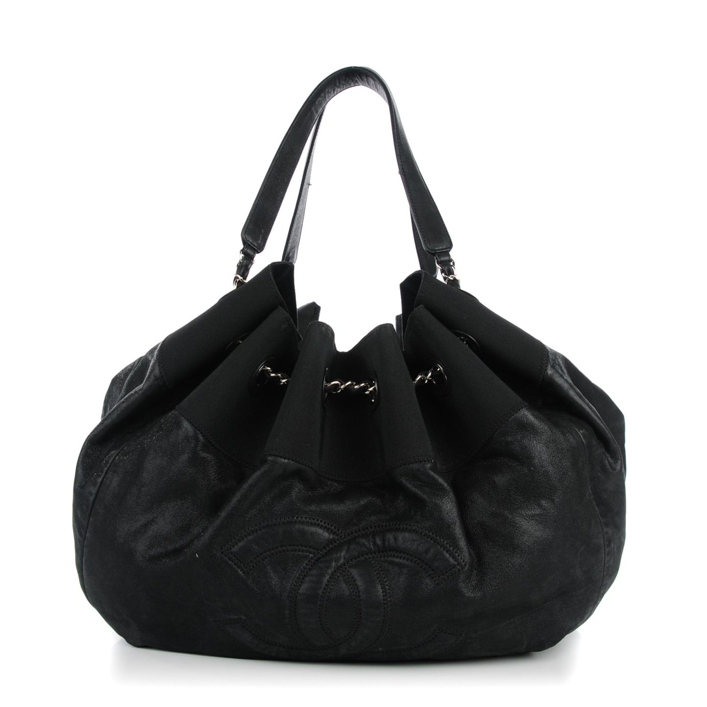 Iridescent Calfskin Large Stretch Spirit Cabas Black