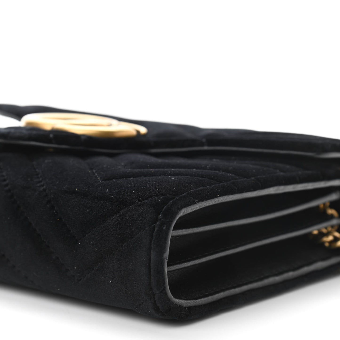 Velvet Matelasse GG Marmont Chain Wallet Black