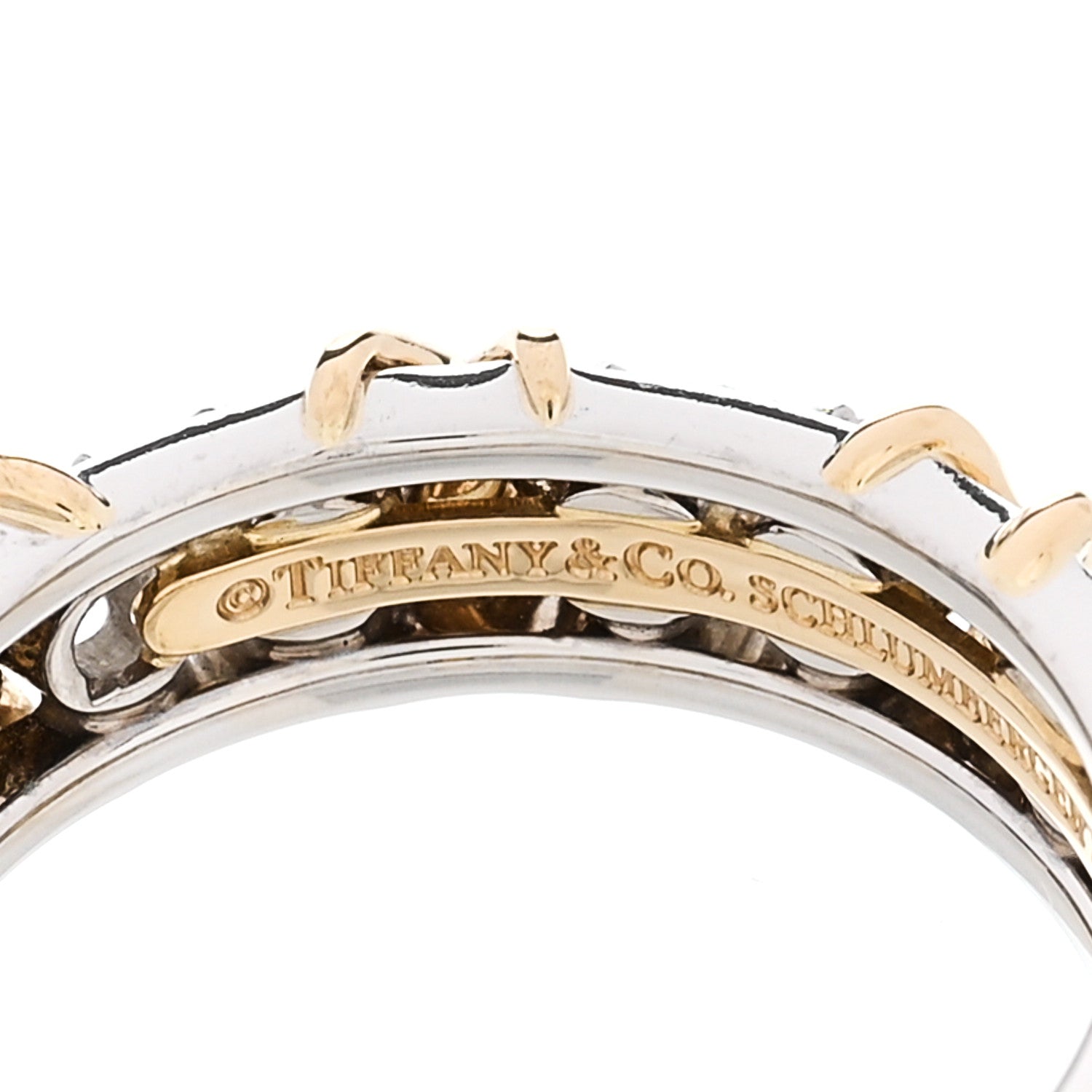 Tiffany Platinum 18K Yellow Gold Diamond Schlumberger Sixteen Stone Ring 53 6.5 4 of 6