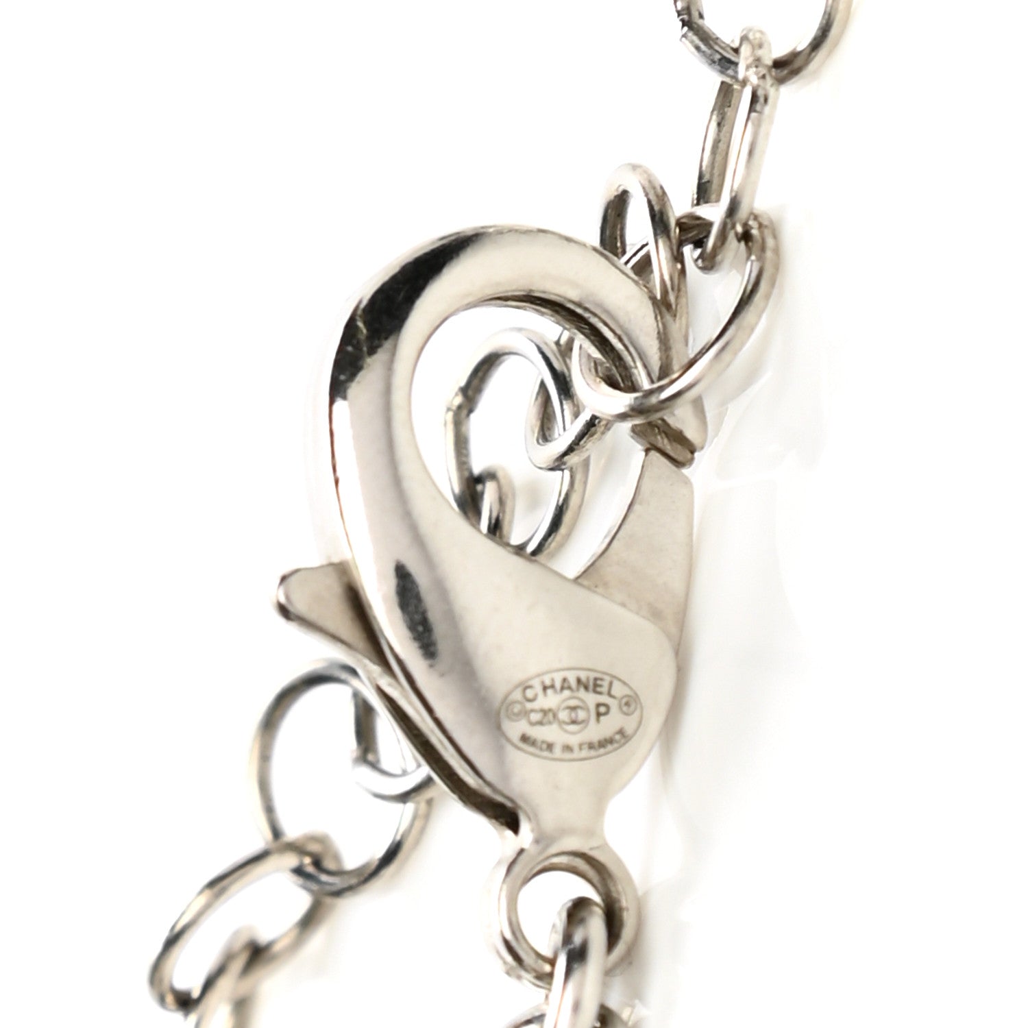 Chanel Crystal Pearl Flower CC Belt Silver 3 of 4